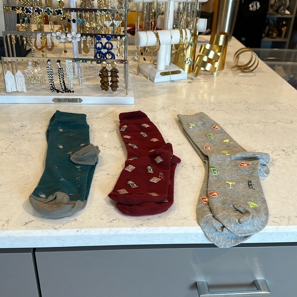 J Crew 3 pack Party drinks socks